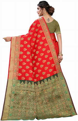 MGC Silk Red colour saree with blouse piece SP666