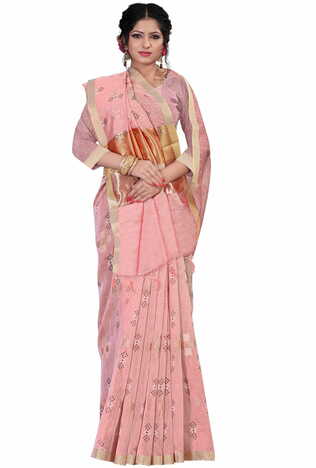 MGC Linen Peach Color Saree SP57