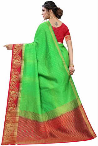 MGC Silk Green colour saree with blouse piece SP716