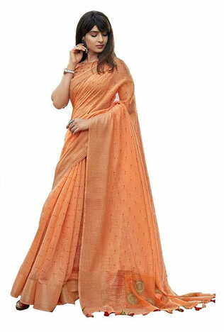 MGC Cotton Peach colour saree with blouse piece SP800