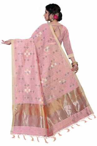 MGC Linen Peach Color Saree SP57