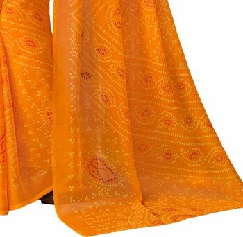 MGC Chiffon Orange colour saree with blouse piece SP864