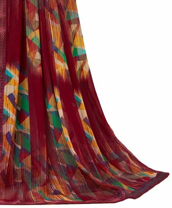 MGC Georgette Maroon colour saree with blouse piece SP913