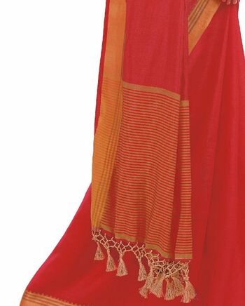 MGC Tussar Silk Maroon colour saree with blouse piece SP717