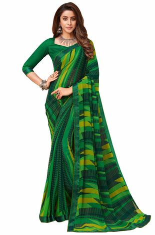 MGC Georgette Green colour saree with blouse piece SP914