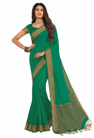 MGC Tussar Silk Turquoise colour saree with blouse piece SP718