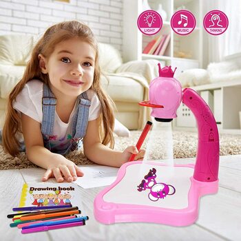 MGC Ixora Trace And Drawing Set For Kids, Projector Toy, Art Projector, Painting Set For Kids Drawing Table Led Projector Toddler Toy Educational Drawing Playset For Kids Boys Girls Age 3+