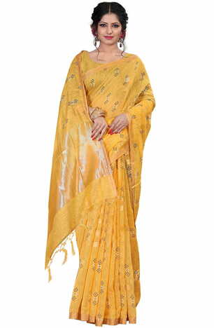 MGC Linen Mustard Color Saree SP55