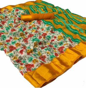 MGC Linen Multi Colour saree with blouse Piece  SP262