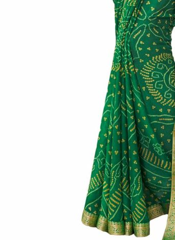 Chiffon Green Color Saree With Blouse Piece by MGC