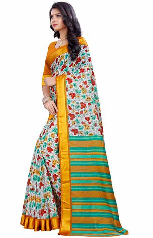 MGC Linen Multi Colour saree with blouse Piece  SP262