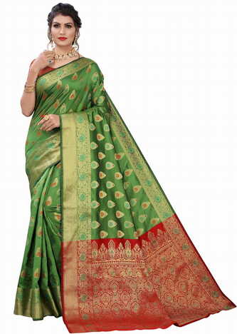 MGC Silk Green colour saree with blouse piece SP667