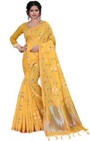 MGC Linen Mustard Color Saree SP55