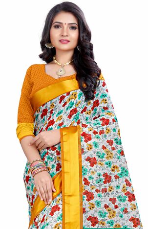 MGC Linen Multi Colour saree with blouse Piece  SP262