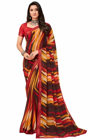 MGC Georgette Multicolor colour saree with blouse piece SP915