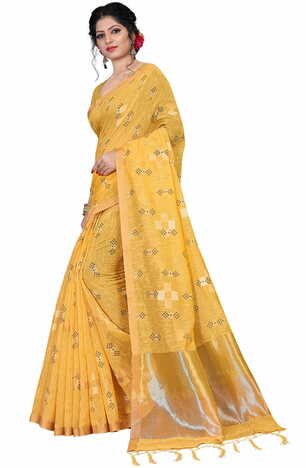 MGC Linen Mustard Color Saree SP55