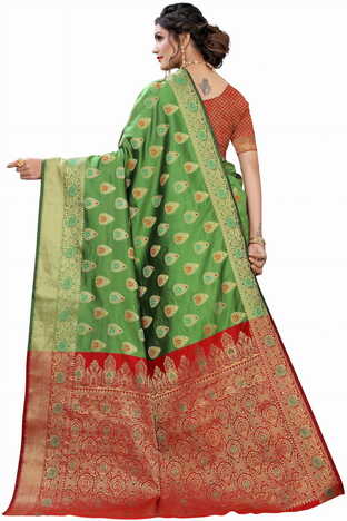 MGC Silk Green colour saree with blouse piece SP667