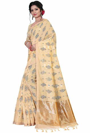 MGC Linen Off White Color Saree SP51