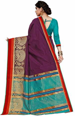 MGC Silk Jacquard Purple Colour Saree With Blouse Piece SP415