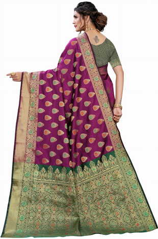 MGC Silk Purple colour saree with blouse piece SP671