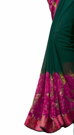 MGC Georgette Green colour saree with blouse piece SP983