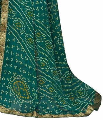 Chiffon Green Color Saree With Blouse Piece by MGC