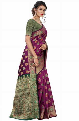 MGC Silk Purple colour saree with blouse piece SP671