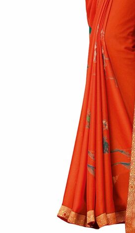 Georgette Orange Color Saree With Blouse Piece by MGC