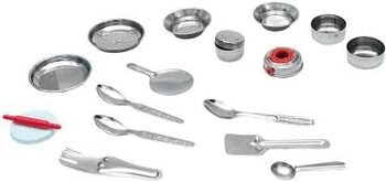 MGC Ratna's BABAY My Kitchen Set for Mini Stainless Steel Utensil Non Toxic Indian Kitchen Set Great Kitchen Toy for Girls