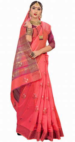 MGC Cotton Silk Gazari Colour saree with blouse Piece  SP269