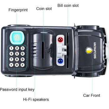 MGC Electronic Piggy-Banks Cool Car Truck Password & Music Learning Educational Toys Bank Money Box Saving Password Coin Bank Toys (Black)