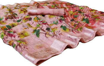 MGC Cotton Peach coloue sarees with blouse piece SP348