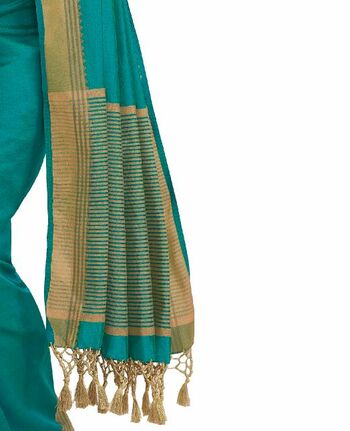 MGC Tussar Silk Turquoise colour saree with blouse piece SP722