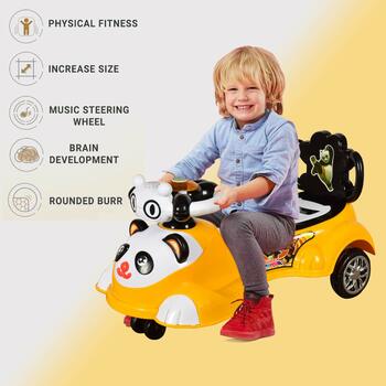 MGC Cosmo Magic Baby Big Panda Ride On Car With Music & Light For For Baby Kids Boys And Girls (1 Year To 4 Years, Yellow)