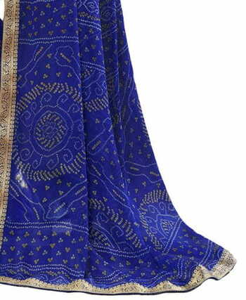 Chiffon Blue Color Saree With Blouse Piece by MGC