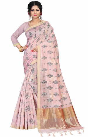 MGC Linen Peach Color Saree SP53