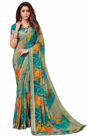 MGC Georgette Multicolor colour saree with blouse piece SP917