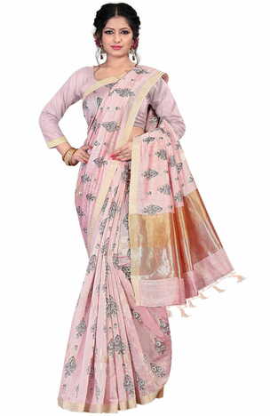 MGC Linen Peach Color Saree SP53