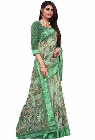 MGC Cotton Green coloue sarees with blouse piece SP349