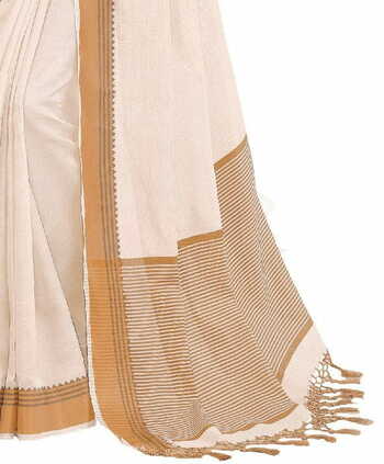 MGC Tussar Silk Cream colour saree with blouse piece SP723