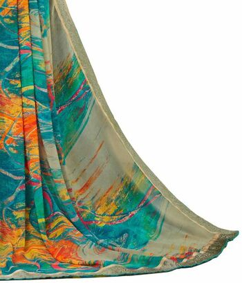 MGC Georgette Multicolor colour saree with blouse piece SP917