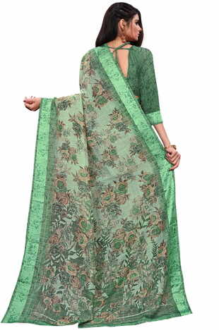 MGC Cotton Green coloue sarees with blouse piece SP349