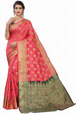 MGC Silk Pink colour saree with blouse piece SP670