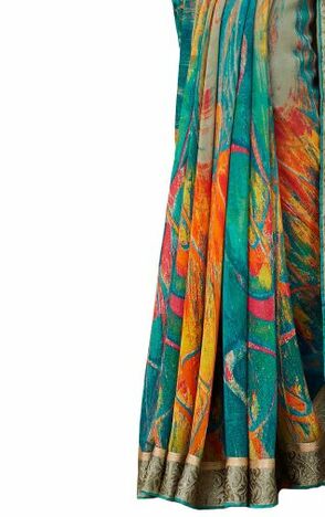 MGC Georgette Multicolor colour saree with blouse piece SP917