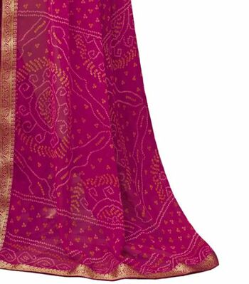 Chiffon Magenta Color Saree With Blouse Piece by MGC