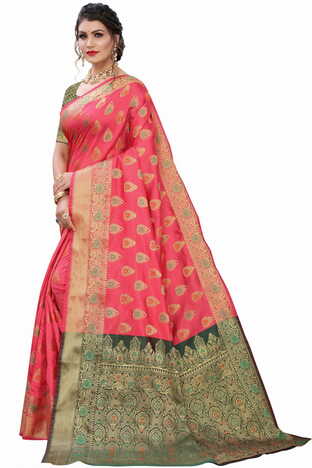 MGC Silk Pink colour saree with blouse piece SP670