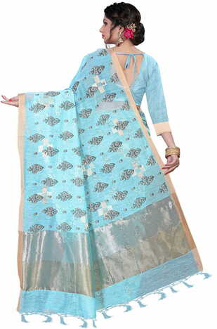 MGC Linen Blue Color Saree SP52