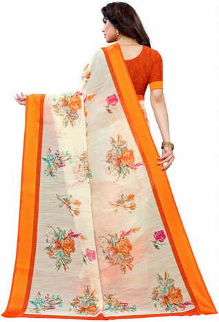 MGC Linen Off White Colour Saree With Blouse Piece Sp599