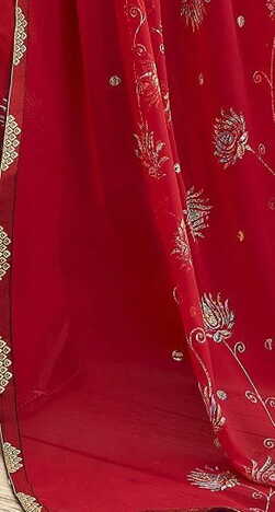 MGC Pure Georgette Dark Red colour saree with blouse piece SP806