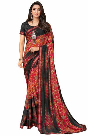 MGC Georgette Multicolor colour saree with blouse piece SP919